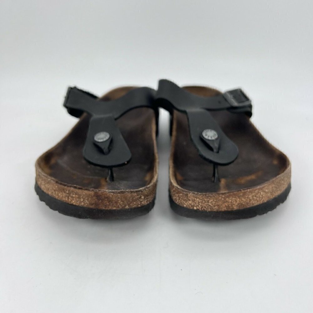 Birkenstock Gizeh Women Size 40 Black Birko-Flor T Strap Thong Leather Sandal - Picture 3 of 11